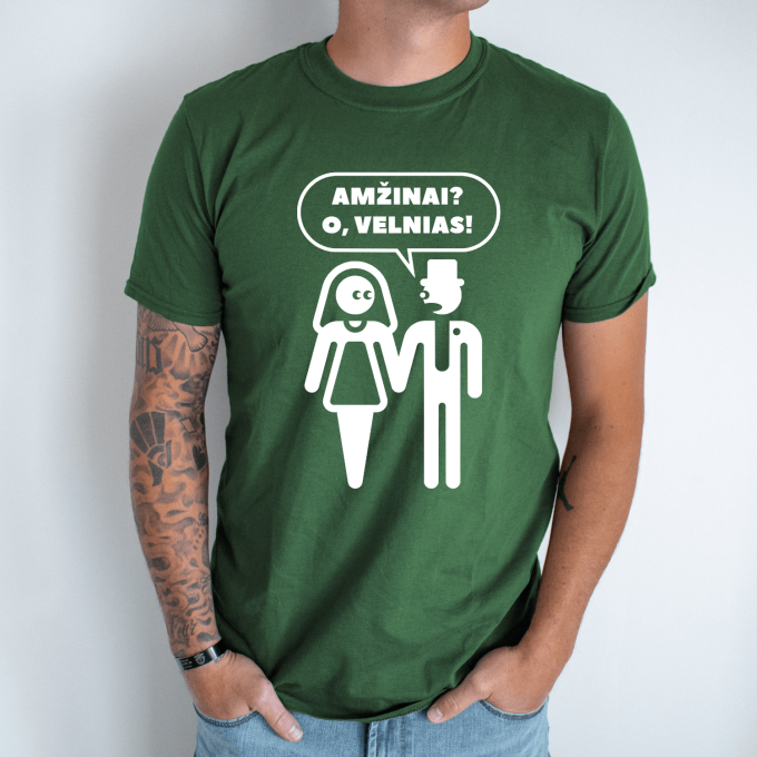Unisex marškinėliai su spauda „Amžinai? O, velnias!“ - Image 6