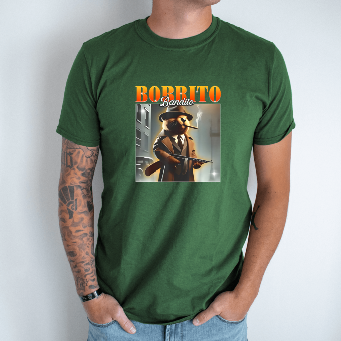 Unisex marškinėliai su spauda „Bobrito Bandito“ - Image 5