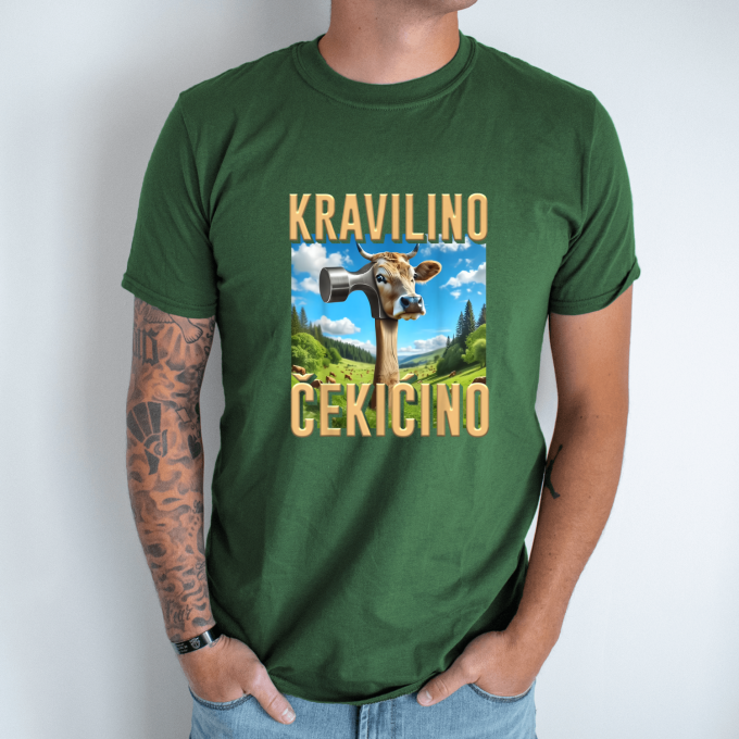 Unisex marškinėliai su spauda „Kravilino Cekicino“