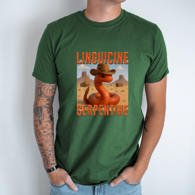 Unisex marškinėliai su spauda „Linguicine Serpentine“ - Image 4