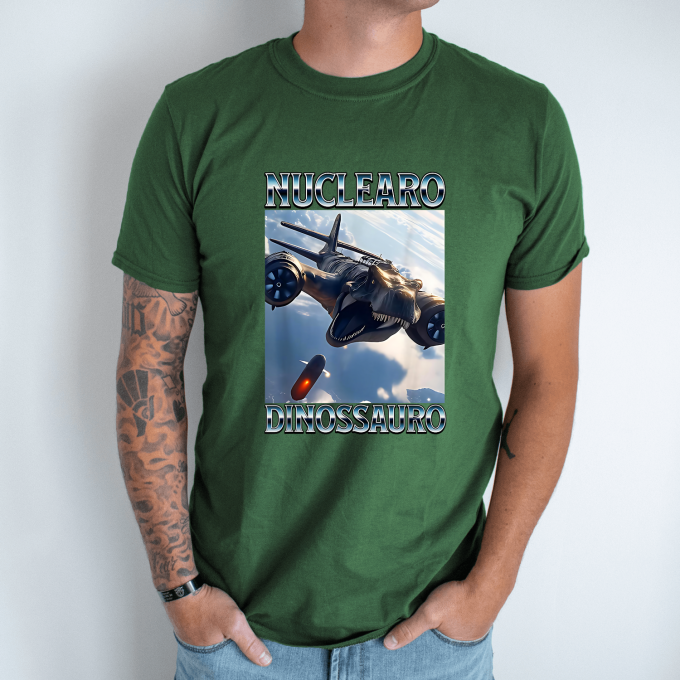 Unisex marškinėliai su spauda „Nuclearo Dinossauro“ - Image 4