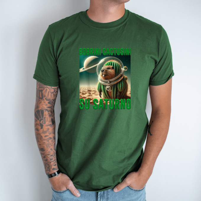 Unisex marškinėliai su spauda „Bobrini Cactusini“ - Image 4