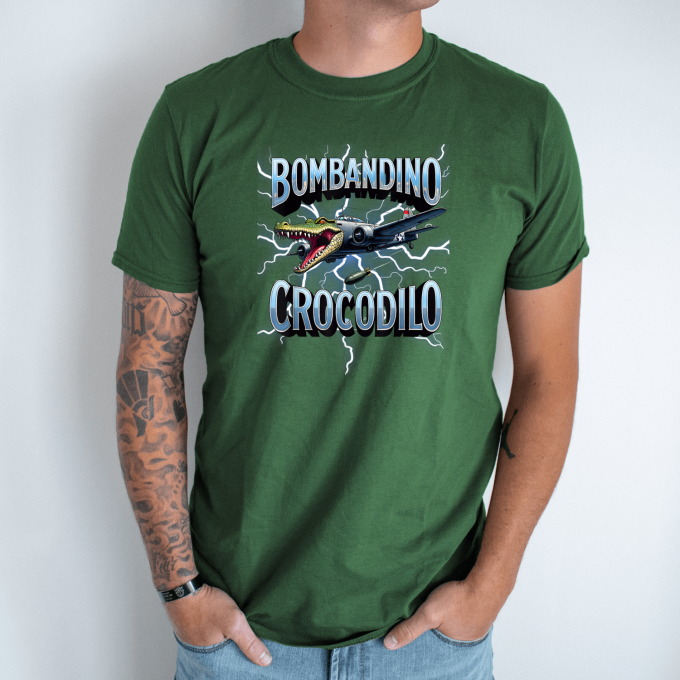 Unisex marškinėliai su spauda „Bombandino Crocodilo Skraidantis žvėris“ - Image 7