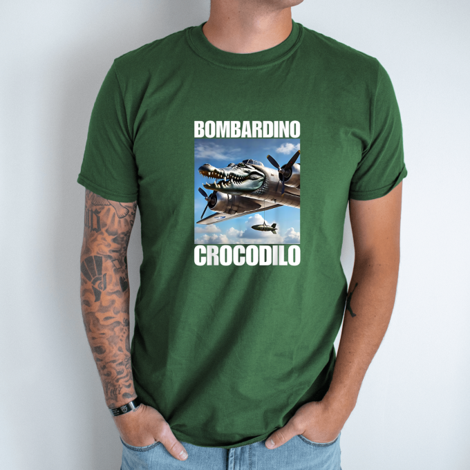 Unisex marškinėliai su spauda „Bombardino Crocodilo“ - Image 4