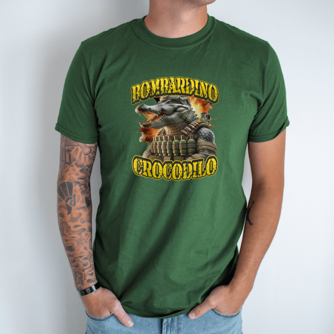 Unisex marškinėliai su spauda „Bombardino Crocodilo Granatų komandosas“ - Image 7