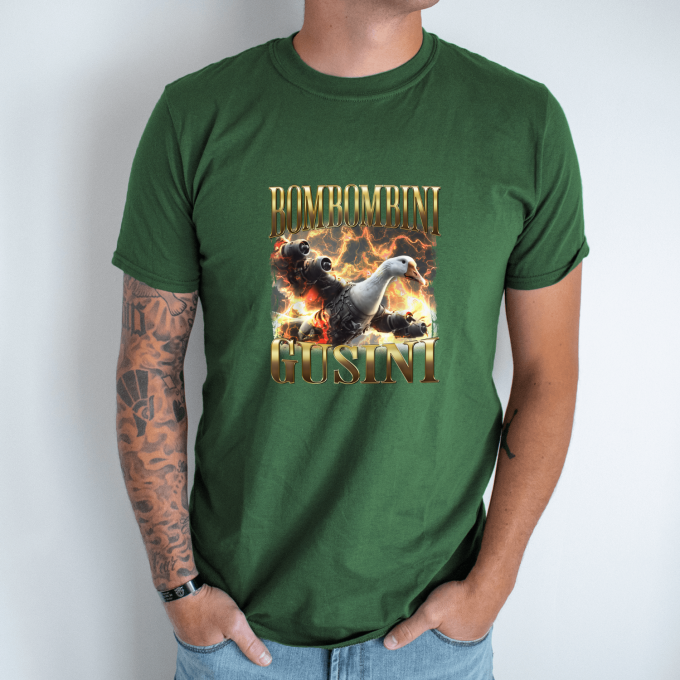 Unisex marškinėliai su spauda „Bombombini Gusini turbo skrydis“ - Image 7
