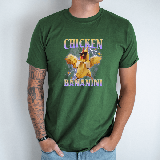 Unisex marškinėliai su spauda „Chicken Bananini“ - Image 6