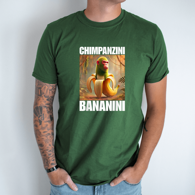 Unisex marškinėliai su spauda „Chimpanzini Bananini“ - Image 5