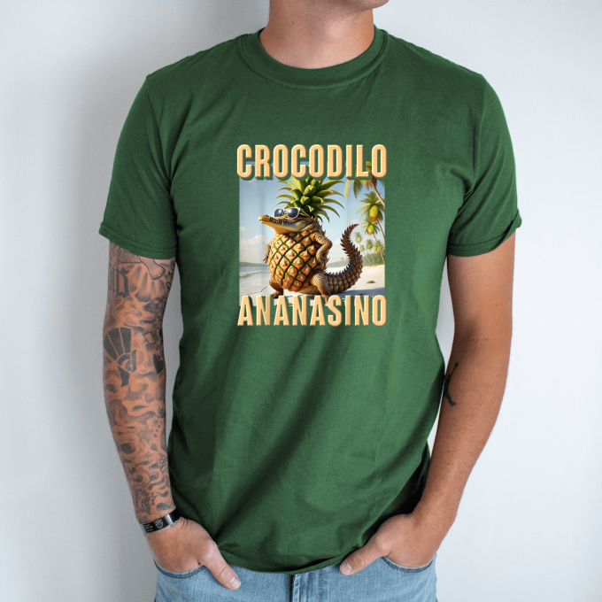 Unisex marškinėliai su spauda „Crocodilo Ananasino“ - Image 7