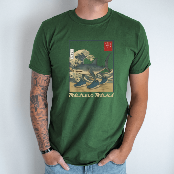 Unisex marškinėliai su spauda „Tralalelo Tralala Japonija“ - Image 5