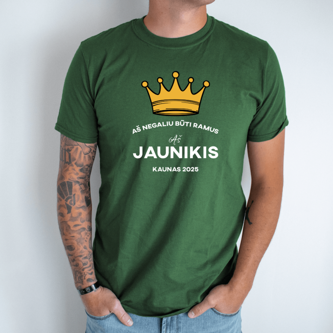 Unisex marškinėliai su spauda „Negaliu būti ramus“ - Image 5