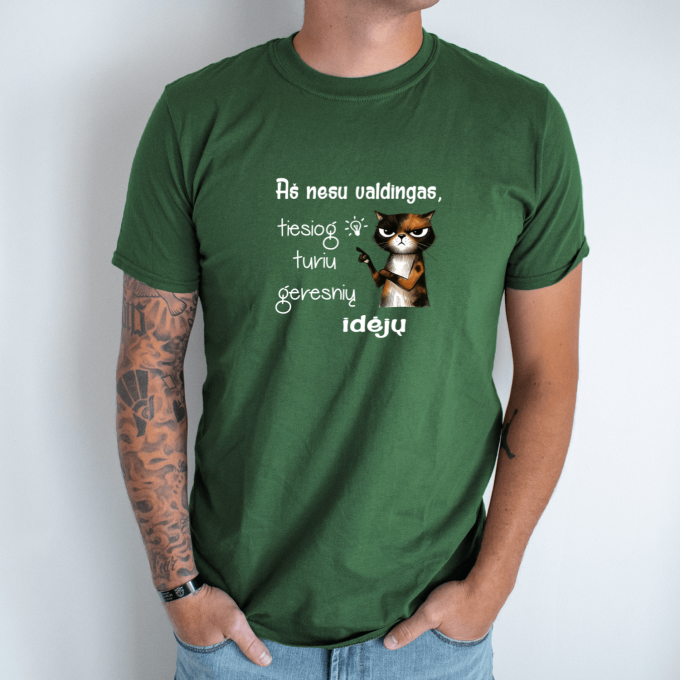 Unisex marškinėliai su spauda „Aš nesu valdingas“ - Image 5