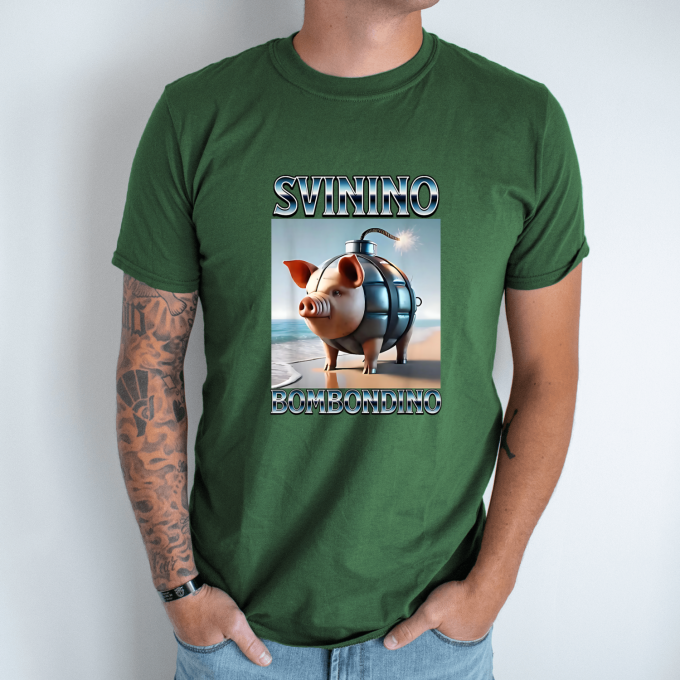Unisex marškinėliai su spauda „Svinino Bombondino“ - Image 5