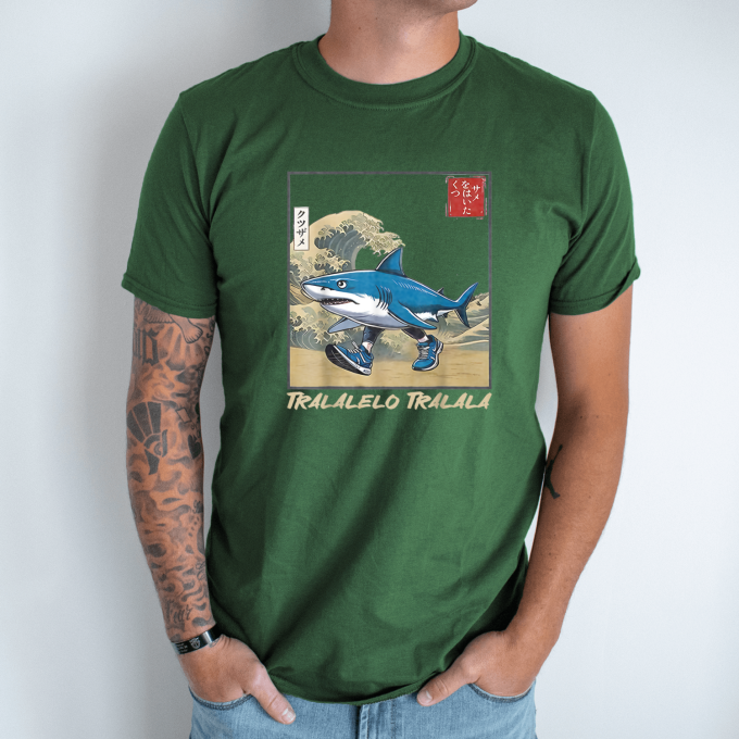 Unisex marškinėliai su spauda „Tralalelo Tralala banga“ - Image 6