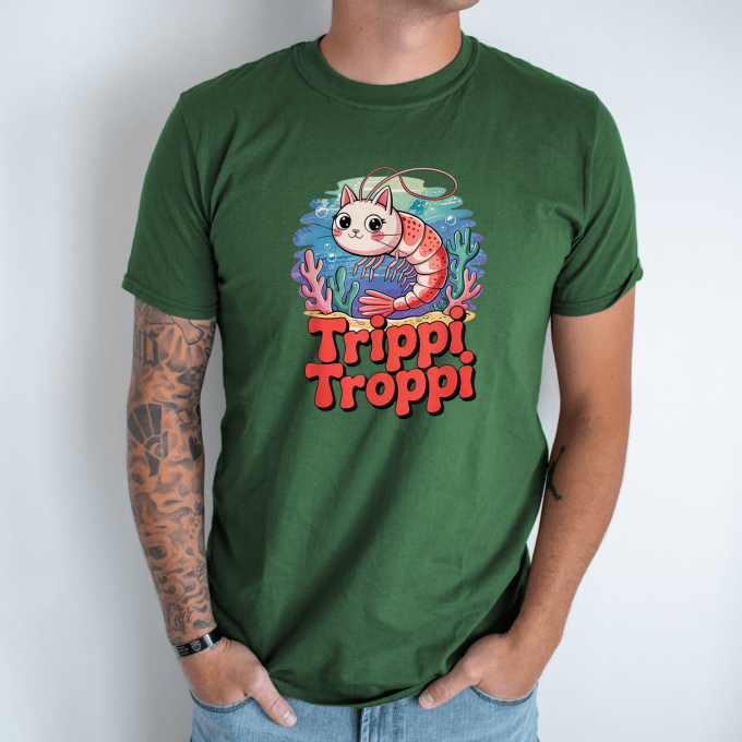 Unisex marškinėliai su spauda „Trippi Troppi krabukė“ - Image 6
