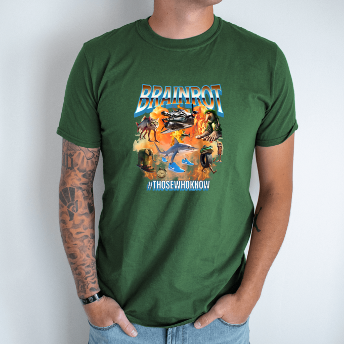 Unisex marškinėliai su spauda „Italian Brainrot Liepsnojantis“ - Image 5
