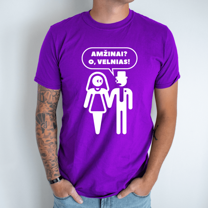 Unisex marškinėliai su spauda „Amžinai? O, velnias!“ - Image 4