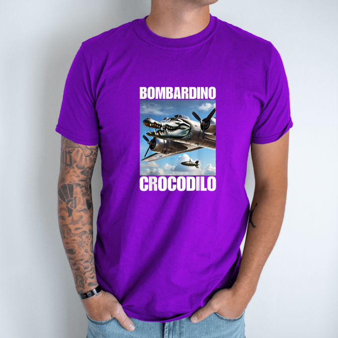 Unisex marškinėliai su spauda „Bombardino Crocodilo“ - Image 3