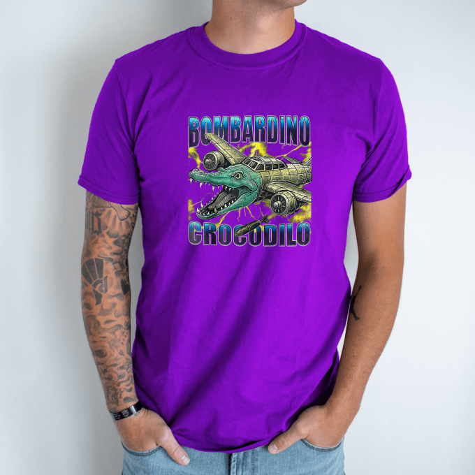 Unisex marškinėliai su spauda „Bombardino Crocodilo Elektro audra“ - Image 3