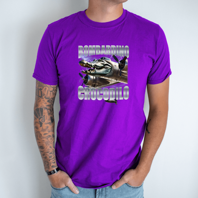 Unisex marškinėliai su spauda „Bombardiro Crocodilo Skrendantis monstras“ - Image 4