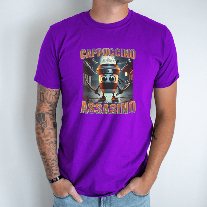 Unisex marškinėliai su spauda „Cappuccino Assassino“ - Image 4