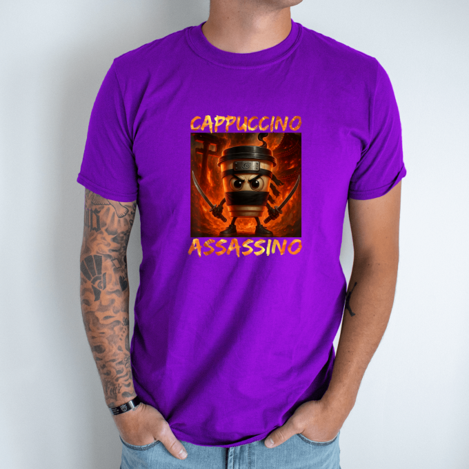Unisex marškinėliai su spauda „Cappuccino Assassino Ugninis nindzė“ - Image 4