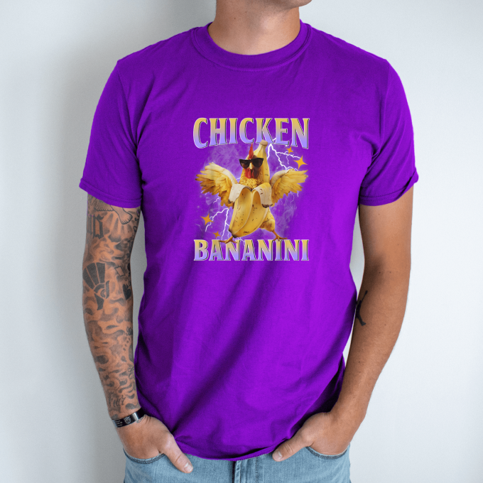 Unisex marškinėliai su spauda „Chicken Bananini“ - Image 5