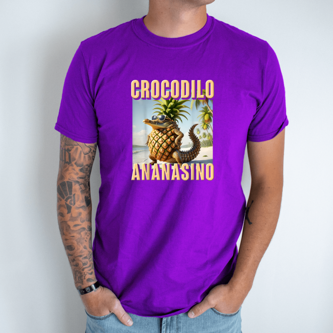 Unisex marškinėliai su spauda „Crocodilo Ananasino“ - Image 6