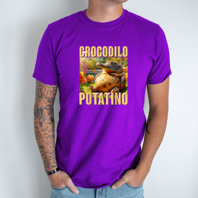 Unisex marškinėliai su spauda „Crocodilo Potatino“ - Image 4