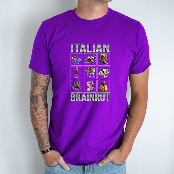 Unisex marškinėliai su spauda „Italian Brainrot Devyni kvadratai“ - Image 3