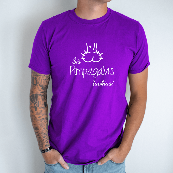 Unisex marškinėliai su spauda „Šis pimpagalvis tuokiasi“ - Image 7