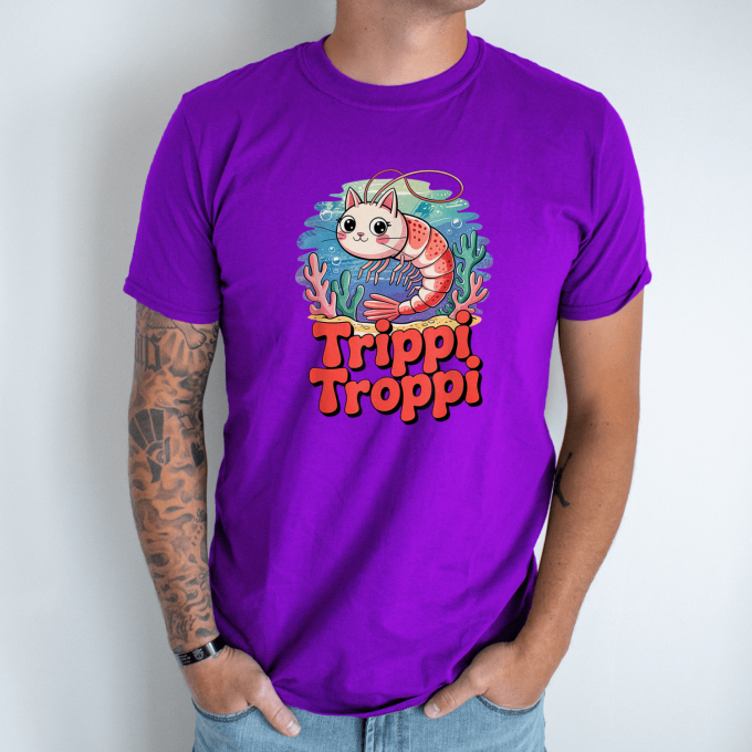 Unisex marškinėliai su spauda „Trippi Troppi krabukė“ - Image 4