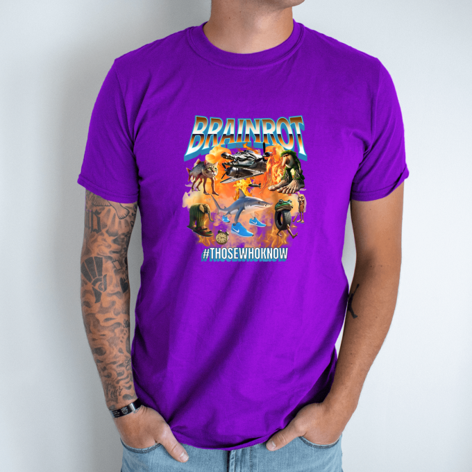 Unisex marškinėliai su spauda „Italian Brainrot Liepsnojantis“ - Image 4