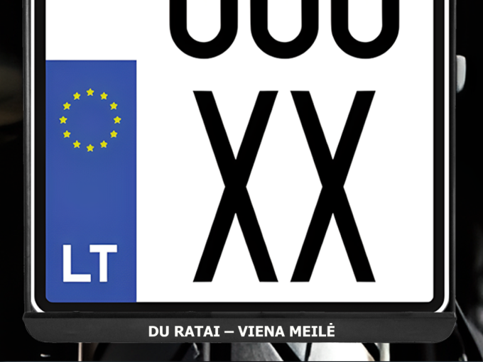 Vertikalus motociklo numerių rėmelis „Du ratai - viena meilė“
