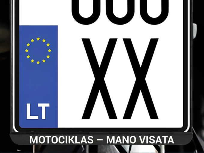 Vertikalus motociklo numerių rėmelis „Motociklas - mano visata“