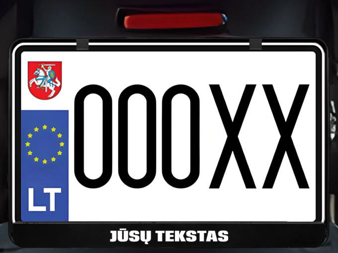 Horizontalus motociklo numerių rėmelis „Jūsų tekstas storas“