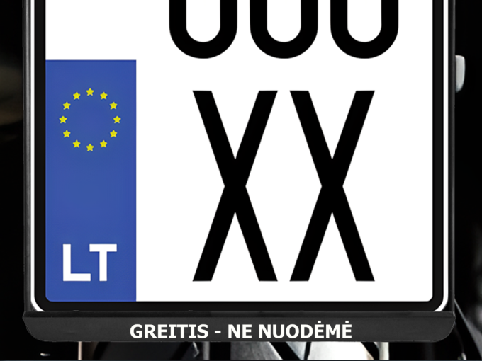 Vertikalus motociklo numerių rėmelis „Greitis - ne nuodėmė“