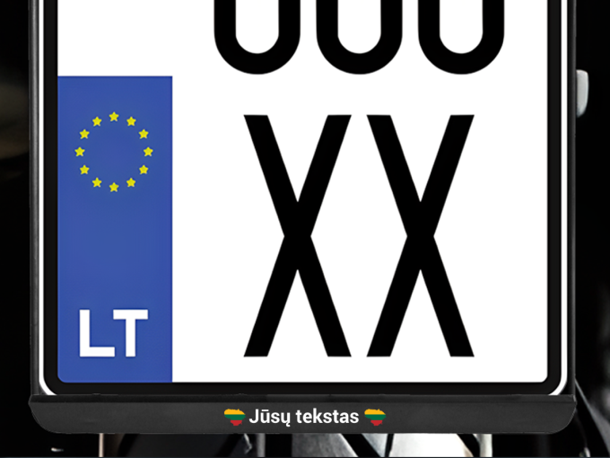 Vertikalus motociklo numerių rėmelis „Lietuva su Jūsų tekstu“