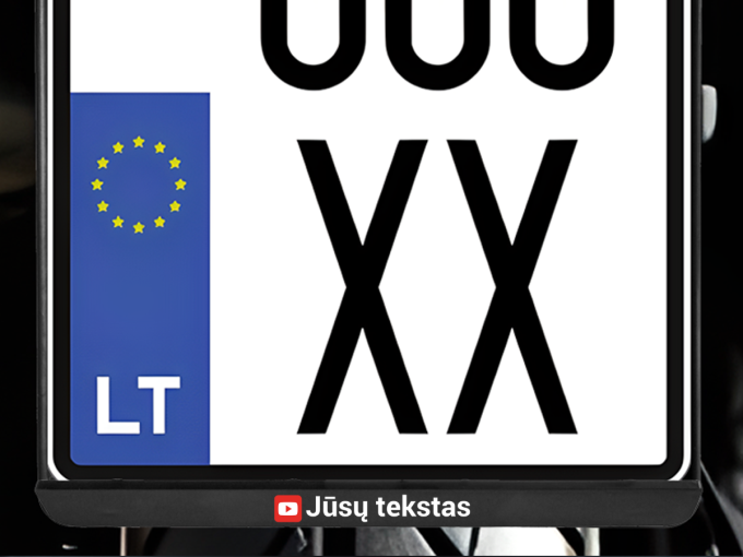 Vertikalus motociklo numerių rėmelis „YouTube su Jūsų tekstu“