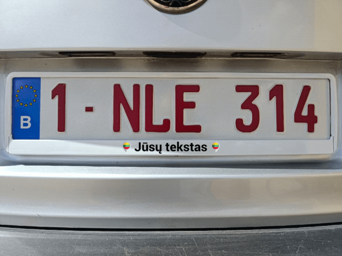 Baltas numerių rėmelis „Lietuvos lokacija su Jūsų tekstu“