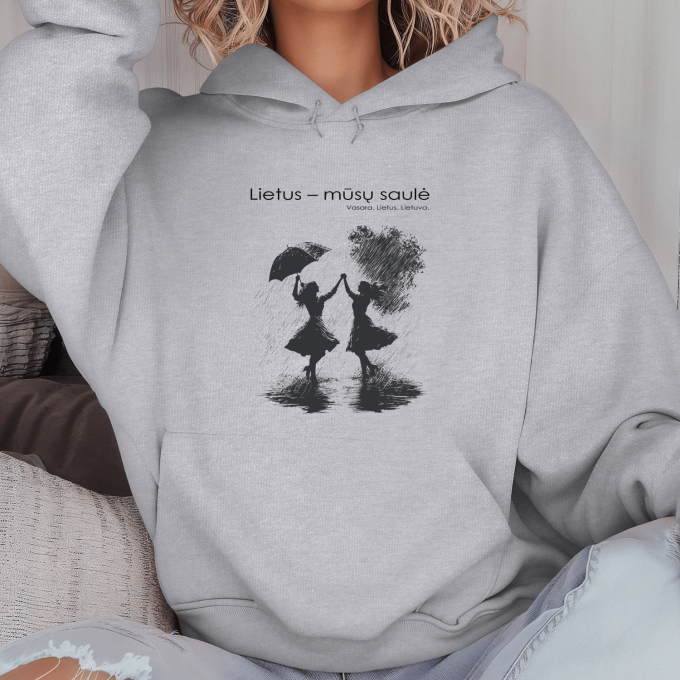 Unisex džemperis su spauda „Šokis lietuje“