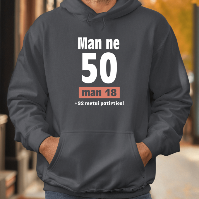 Unisex džemperis su spauda „Man ne 50“ - Image 3