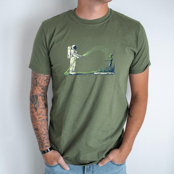 Unisex marškinėliai su spauda „Marsietis žydi“ - Image 3