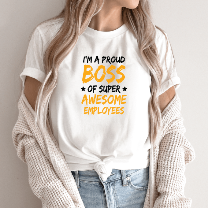 Unisex marškinėliai su spauda „Nuostabus Bosas“ - Image 9