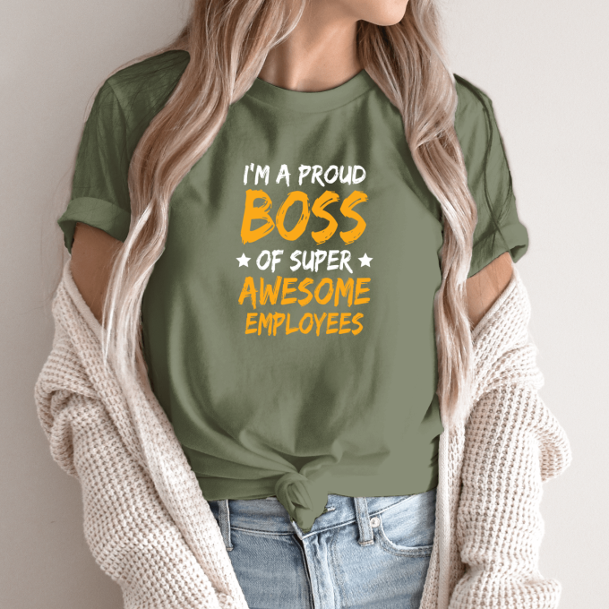 Unisex marškinėliai su spauda „Nuostabus Bosas“ - Image 10