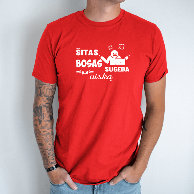 Unisex marškinėliai su spauda „Šitas bosas sugeba viską“ - Image 4