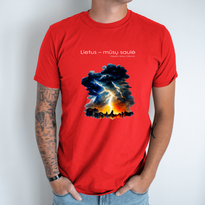 Unisex marškinėliai su spauda „Miesto perkūnija“ - Image 7