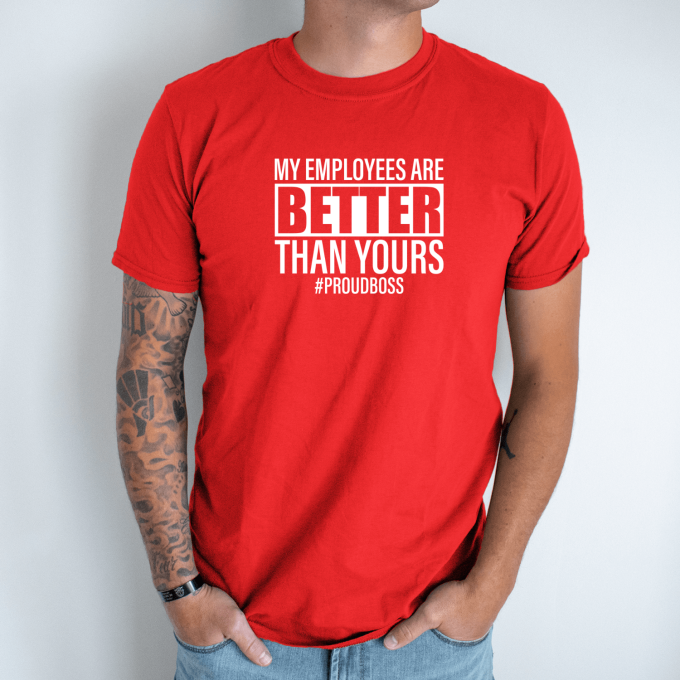 Unisex marškinėliai su spauda „Proud Boss“ - Image 7