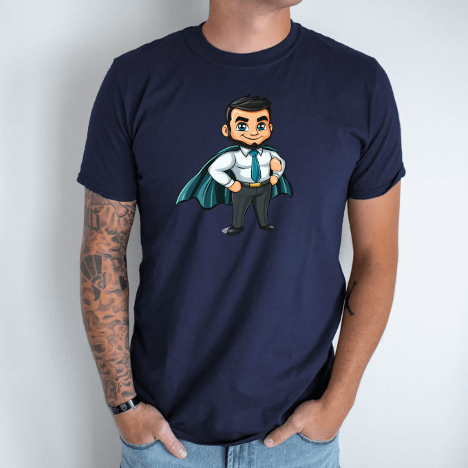 Unisex marškinėliai su spauda „Bosas herojus“ - Image 7