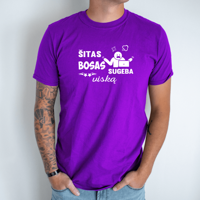 Unisex marškinėliai su spauda „Šitas bosas sugeba viską“ - Image 5